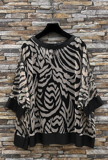 Wholesaler Elle Style - KENDAL Two-piece top, printed pattern with imitation leather detail.