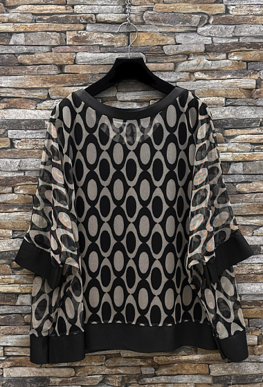 Wholesaler Elle Style - KENDAL Two-piece top, printed pattern with imitation leather detail.