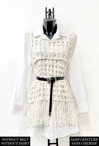 Wholesaler Elle Style - SHANA top in cotton crochet with fringe. boho chic and romantic