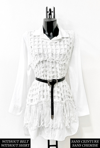Wholesaler Elle Style - SHANA top in cotton crochet with fringe. boho chic and romantic