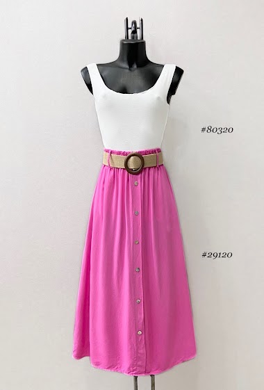 Großhändler Elle Style - LALY skirt, fluid viscose with button and bohemian belt