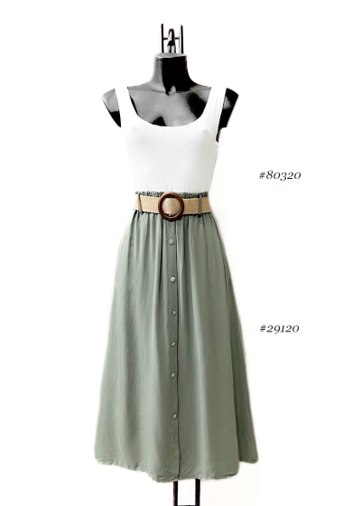 Großhändler Elle Style - LALY skirt, fluid viscose with button and bohemian belt