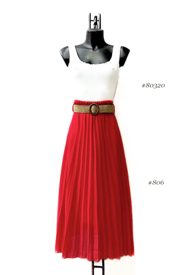 Großhändler Elle Style - LOIS skirt, very fluid pleated with viscose lining and bohemian belt.