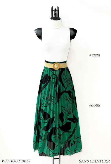 Wholesaler Elle Style - LORRIS skirt, very fluid, pleated with viscose lining.