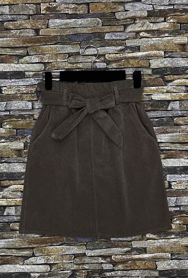 Wholesaler Elle Style - Classic OANA skirt, thick corduroy velvet bow belt with pockets.