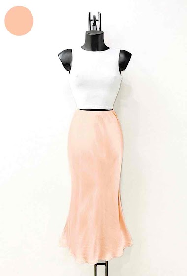 Wholesaler Elle Style - OCTAVE skirt, fluid and romantic, satin silk effect, in very silky viscose