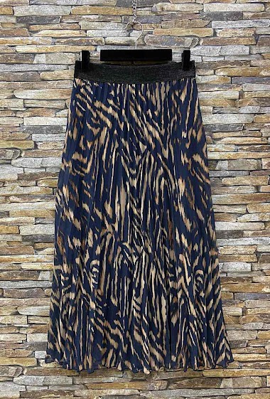 Wholesaler Elle Style - RISSA pleated skirt, iridescent elastic waistband, very fluid with viscose lining.