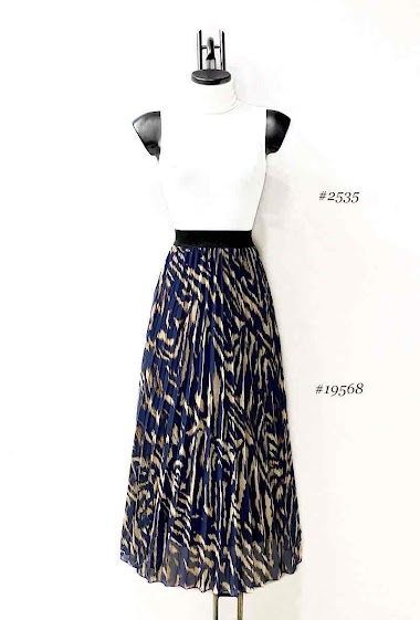 Großhändler Elle Style - RISSA pleated skirt, iridescent elastic waistband, very fluid with viscose lining.