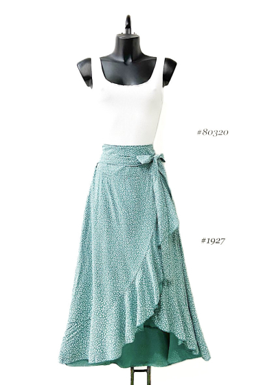 Wholesaler Elle Style - TALIA Flowing ruffled skirt with flower print in viscose