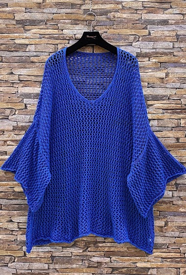 Grossiste Elle Style - LEA Pull coton oversize fin effet crochet