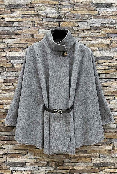 Mayorista Elle Style - ASTRID cape coat with belt, in flannel, Autumn and Winter fabrics