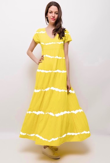 Wholesaler Elle Style - Maxi tie and dye dress long decontracted dress, very fluid in cotton.