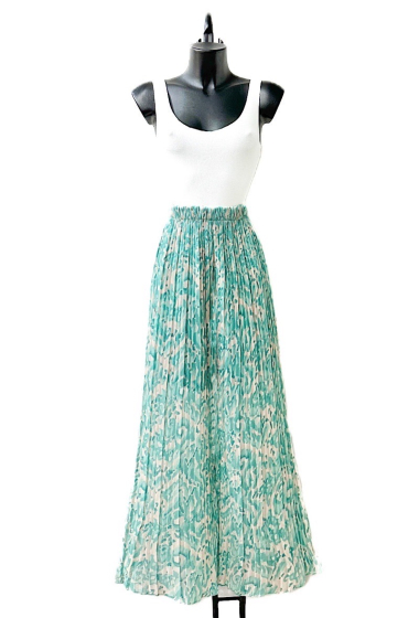 Großhändler Elle Style - Sehr fließende, plissierte ALMA-Hose, bedruckt mit Viskosefutter.