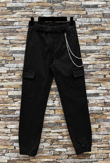 Wholesaler Elle Style - Very stretchy CARGO pants with pockets and accessory