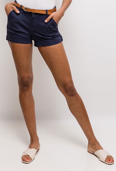Wholesaler Elle Style - TIAGO Cotton shorts with belt