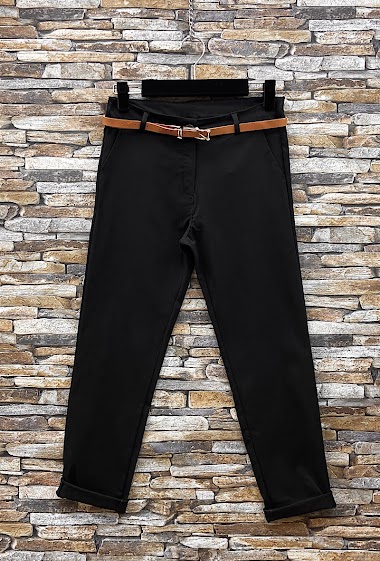 Wholesalers Elle Style - KALLIE Chino cropped trousers, very stretchy classic with pocket and belt