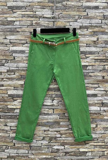 Großhändler Elle Style - KALLIE Chino cropped trousers, very stretchy classic with pocket and belt