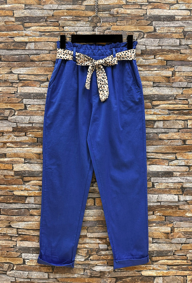 Mayorista Elle Style - Pantalón CHRYS de algodón con cinturón estilo bufanda y bolsillos delanteros