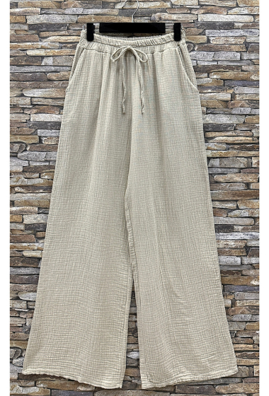 Großhändler Elle Style - GIULIA-Hose aus Baumwollgaze mit Vordertaschen
