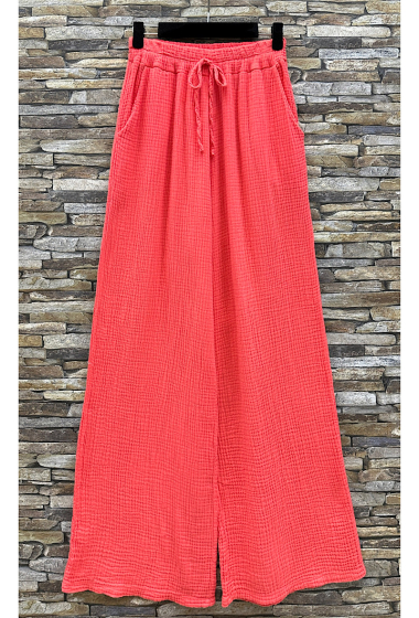 Großhändler Elle Style - GIULIA-Hose aus Baumwollgaze mit Vordertaschen