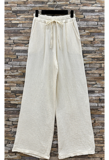 Grossiste Elle Style - Pantalon GIULIA en gaze de coton avec poches avant