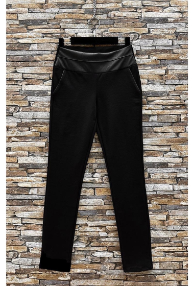 Großhändler Elle Style - KAI Schicke Hose mit hoher Taille / Lederdetails mit Taschen, MILANO-Stretchstoffe