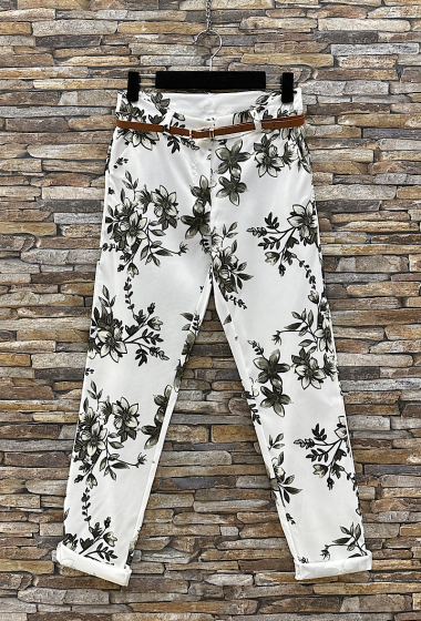 Grossiste Elle Style - Pantalon KARRA Chic Taille Haute à motif avec poches et ceinture