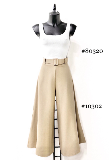 Wholesaler Elle Style - Wide LILLY pants with belt. elastic at the waist. chic and trendy.