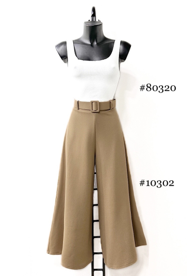 Wholesaler Elle Style - Wide LILLY pants with belt. elastic at the waist. chic and trendy.