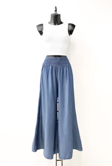 Wholesaler Elle Style - MAELLE pants in lyocell, very wide and fluid denim effect