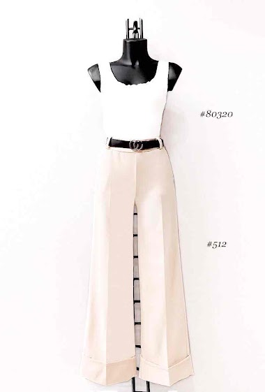 Wholesaler Elle Style - MARTA pants. classic wide. Chic with belt and front pockets