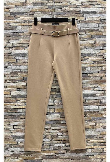 Wholesaler Elle Style - MILENE pants in Autumnal Milano High Waist. Chic belt.