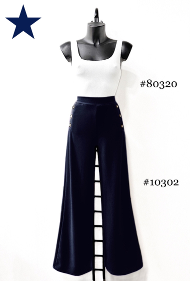 Wholesaler Elle Style - NEYLA wide pants with buttons. elastic at the waist. chic and trendy