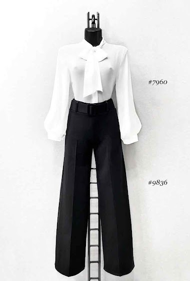 Mayorista Elle Style - NINI wide pants, palazzo in Milano Chic Automnale with handmade belt.