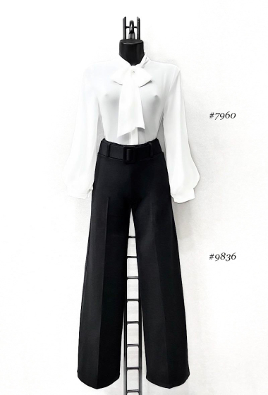 Wholesaler Elle Style - NINI wide pants, palazzo in Milano Chic Automnale with handmade belt.
