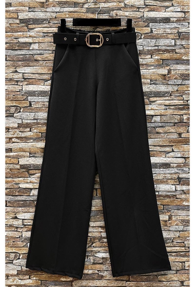 Grossiste Elle Style - Pantalon NOLIA large palazzo avec ceinture fait main et poches avant