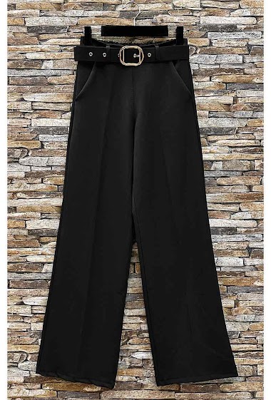 Wholesaler Elle Style - NOLIA wide palazzo pants with handmade belt and front pockets