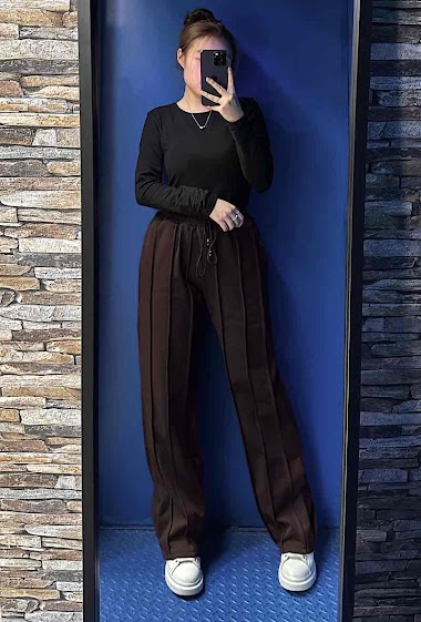 Grossiste Elle Style - Pantalon NYLLI large, en milano avec interieur polaire et avec poches