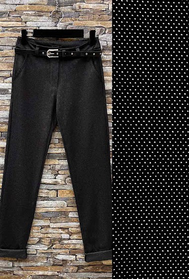 Grossiste Elle Style - Pantalon OSKAR Chic Taille Haute à motif avec poches et ceinture