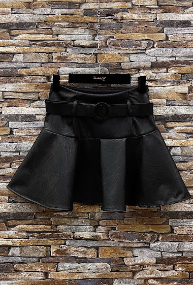 Wholesaler Elle Style - Little SISSY skirt, in imitation leather with handmade belt