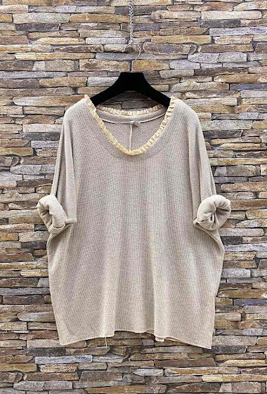 Großhändler Elle Style - CARLA Pullover mit V-Ausschnitt und Hemddetail, weich und angenehm zu tragen