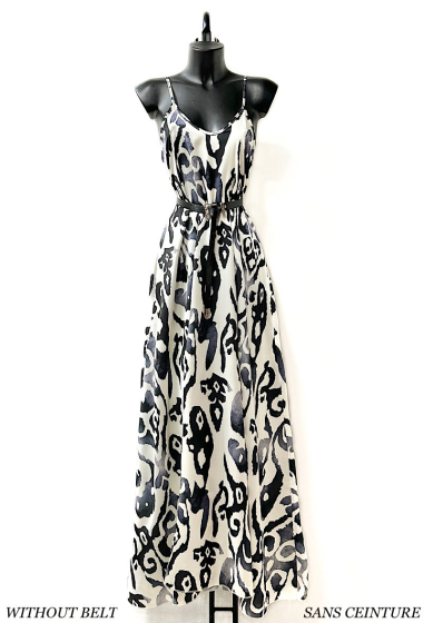 Wholesaler Elle Style - AGNES dress in satin, printed, very fluid, romantic, chic and trendy