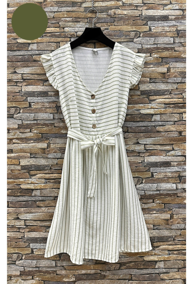 Wholesaler Elle Style - ARRIALE linen effect dress with buttons, fluid and bohemian