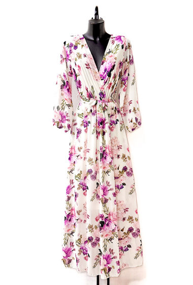 Wholesaler Elle Style - AURIRA wrap dress . printed. with lining and long sleeves