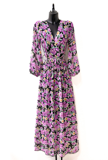 Wholesaler Elle Style - AURIRA wrap dress . printed. with lining and long sleeves