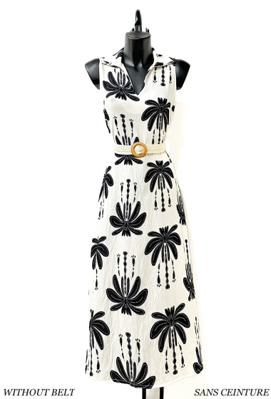 Mayorista Elle Style - Pantalón ancho FRANK efecto lino en viscosa con bolsillos delanteros y cinturón bohemio