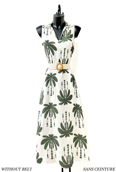 Wholesaler Elle Style - AZILLA dress printed linen effect, fluid and bohemian