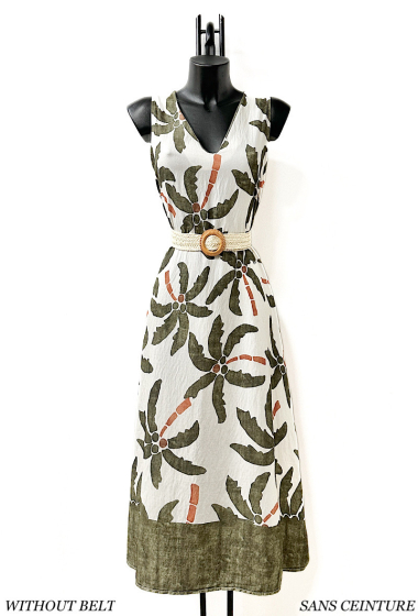 Wholesaler Elle Style - AZILLY dress printed linen effect, fluid and bohemian