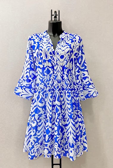 BELLA dress, very fluid with viscose lining, romantic print , chic and trendy