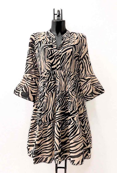 Wholesaler Elle Style - BELLA dress, very fluid with viscose lining, romantic print , chic and trendy
